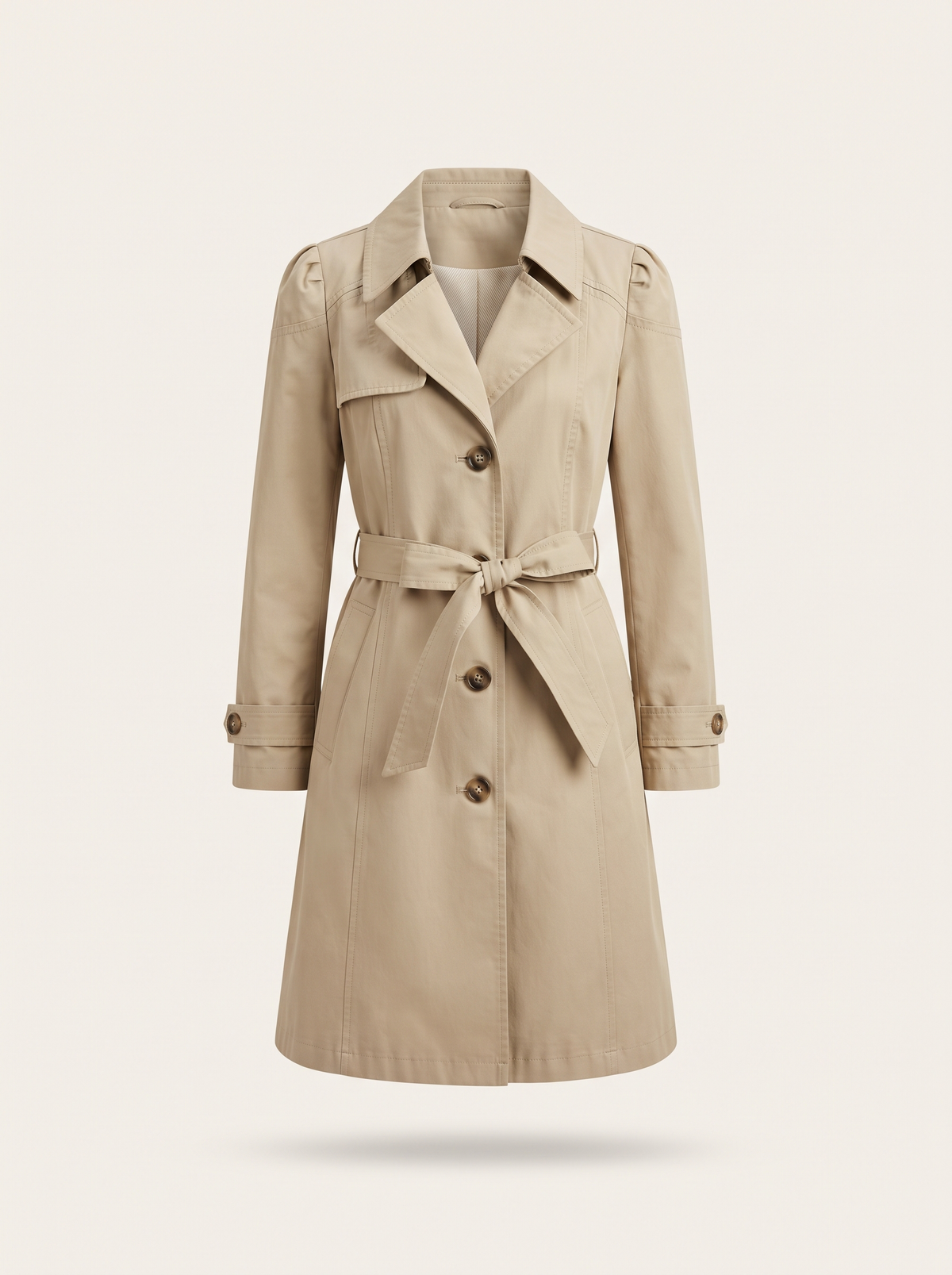 Belted Trench Coat – Khaki – product view