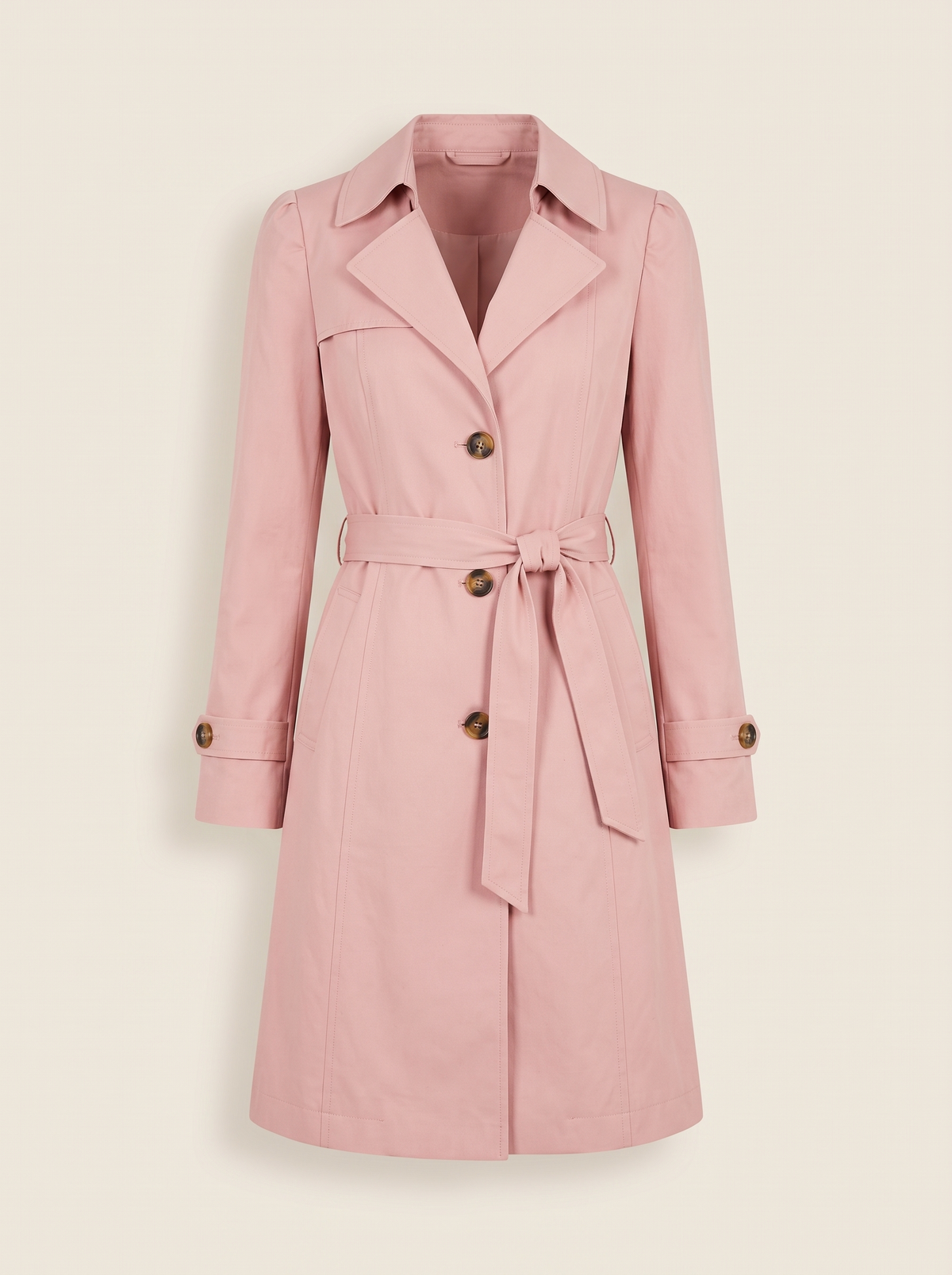 Belted Trench Coat – Pink – product view