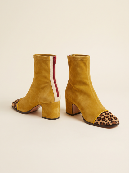 Block Heel Sock Ankle Boots – Yellow – product view