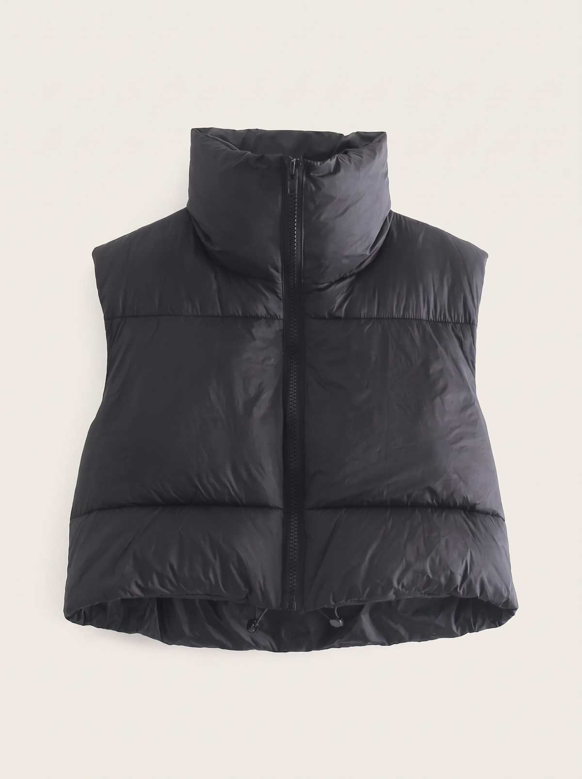Cropped Puffer Gilet – Black – product view