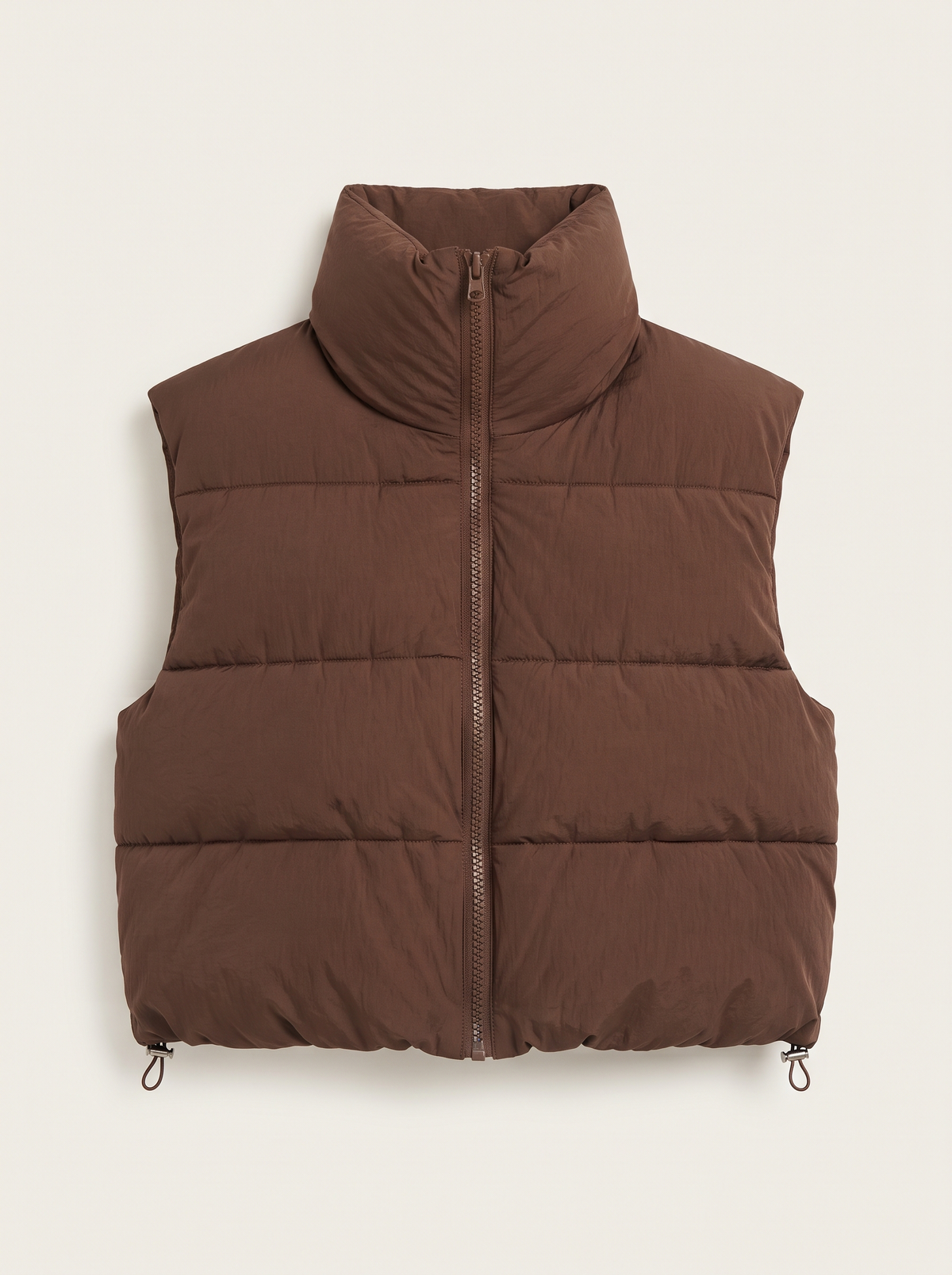 Cropped Puffer Gilet – Brown – product view