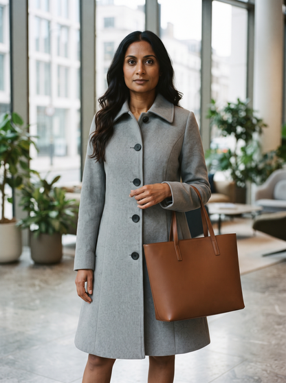 Fit and Flare Coat – Grey – office