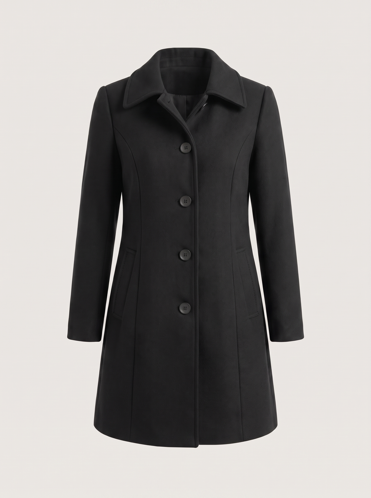 Fit and Flare Coat – Black – product view