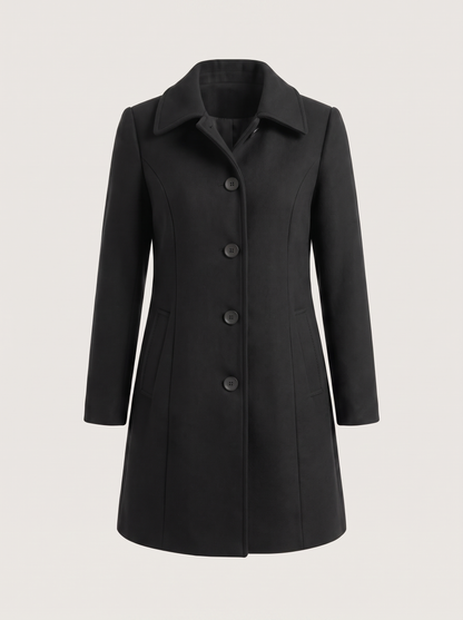 Fit and Flare Coat – Black – product view