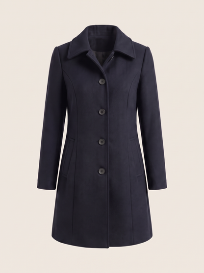 Fit and Flare Coat – Dark Blue – product view
