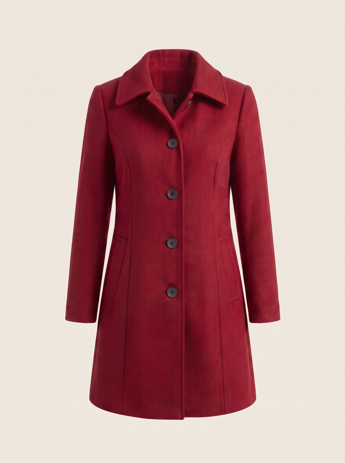 Fit and Flare Coat – Dark Red – product view