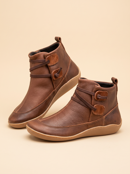 Flat Ankle Boots – Brown – product view