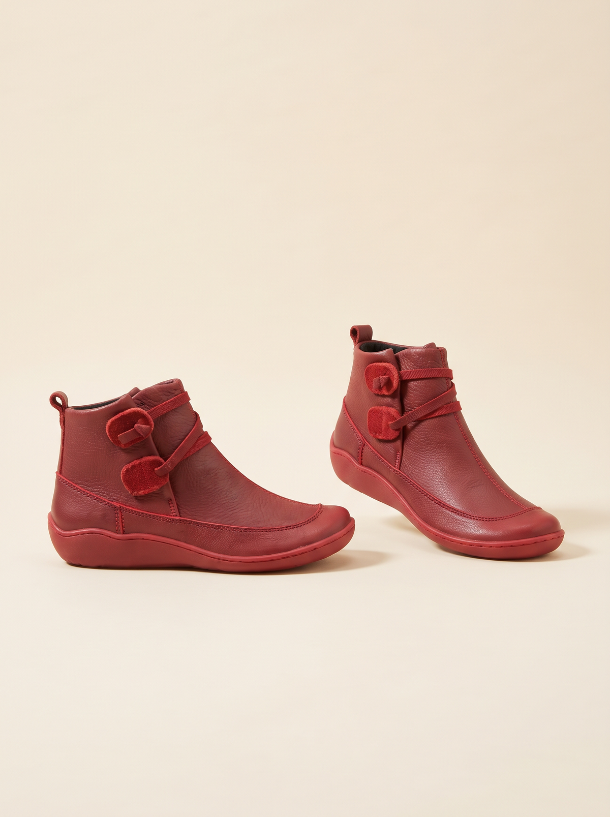 Flat Ankle Boots – Red – product view