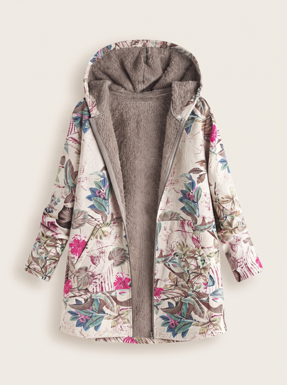 Floral Print Hooded Jacket – Pink Floral – product view
