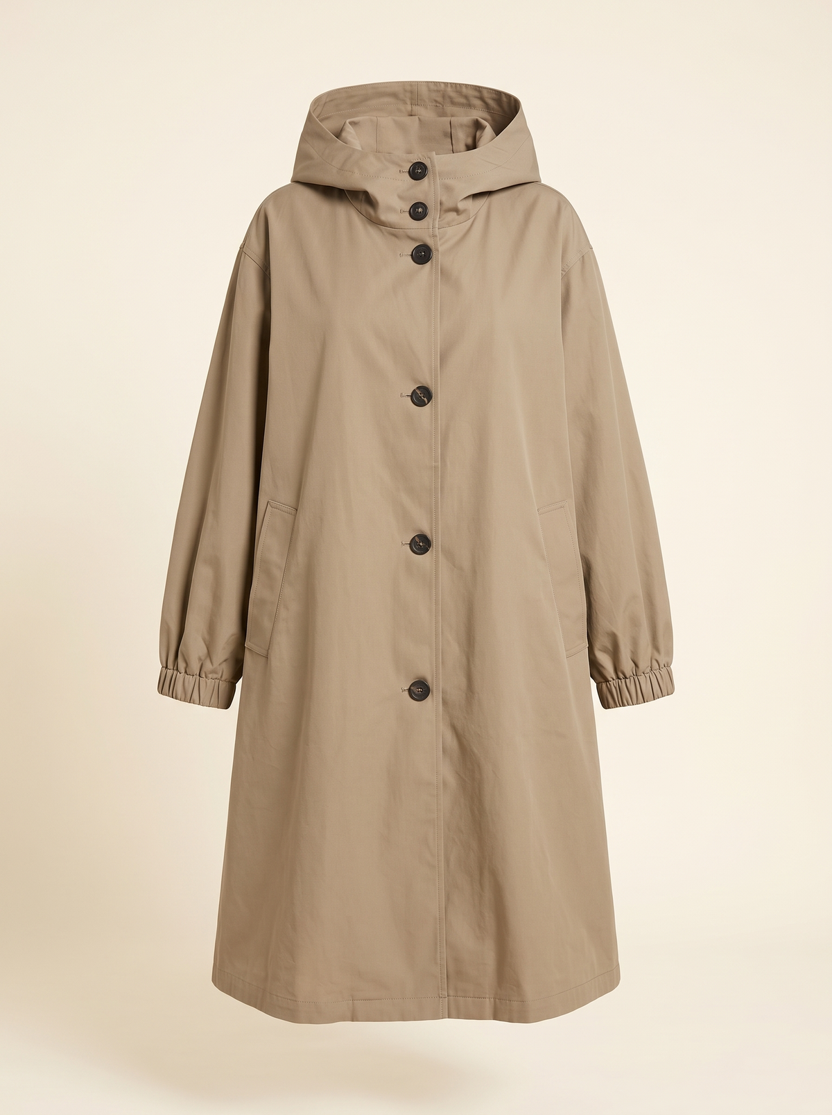 Oversized Hooded Longline Jacket – Khaki – product view