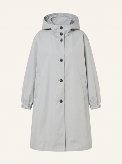 Oversized Hooded Longline Jacket – Light Grey – product view