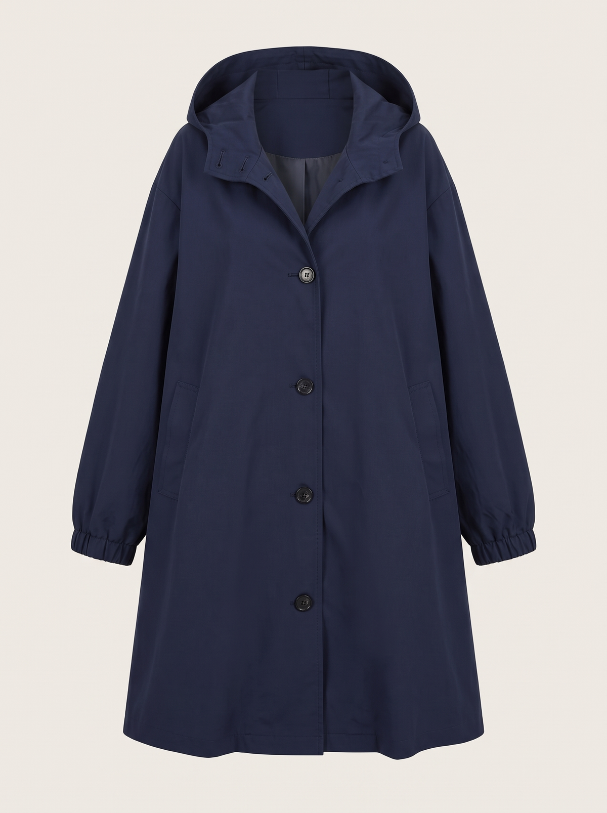 Oversized Hooded Longline Jacket – Navy Blue – product view