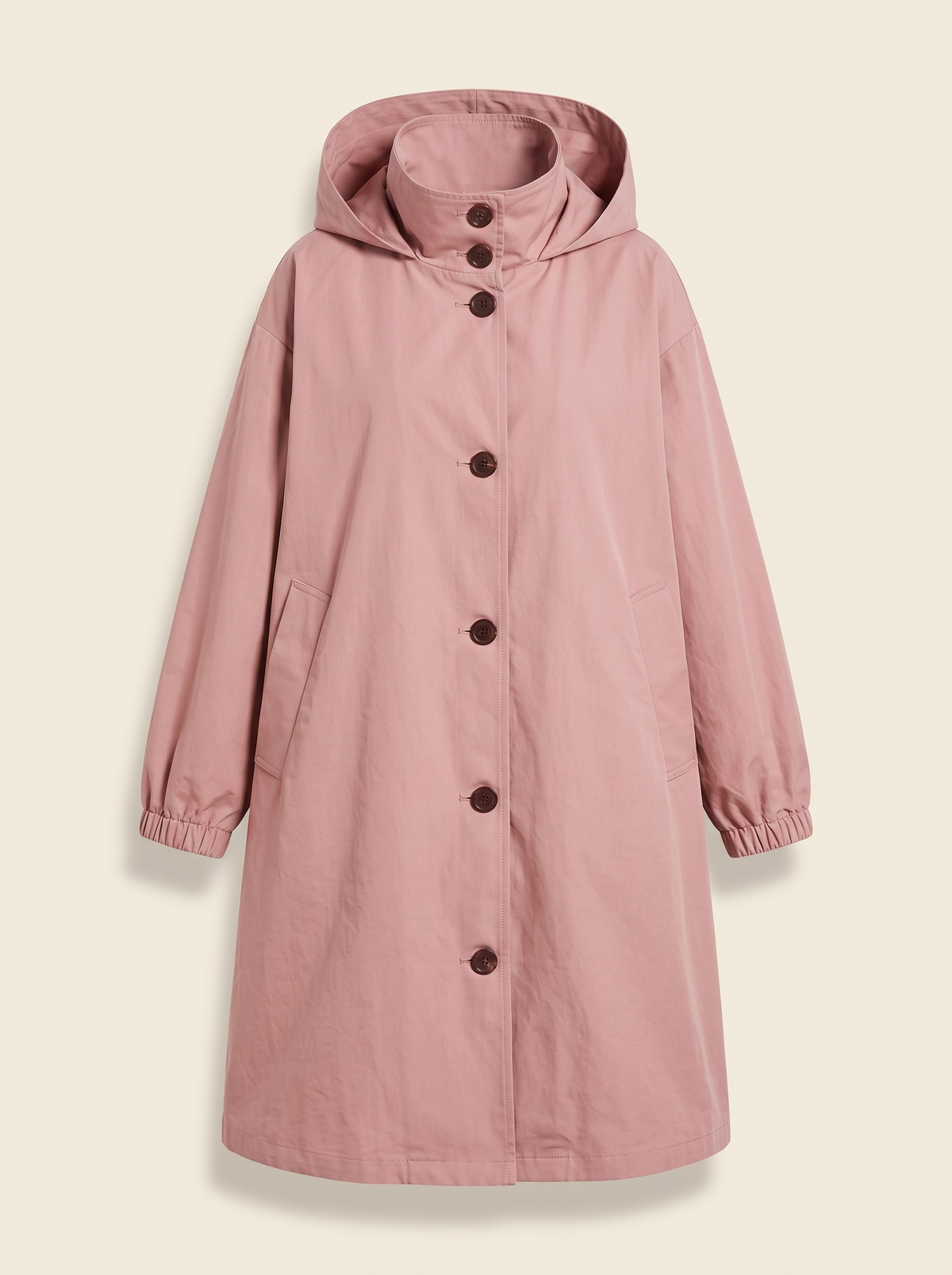 Oversized Hooded Longline Jacket – Pink – product view