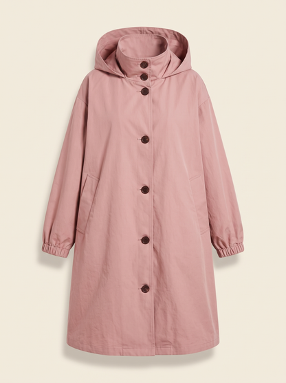 Oversized Hooded Longline Jacket – Pink – product view