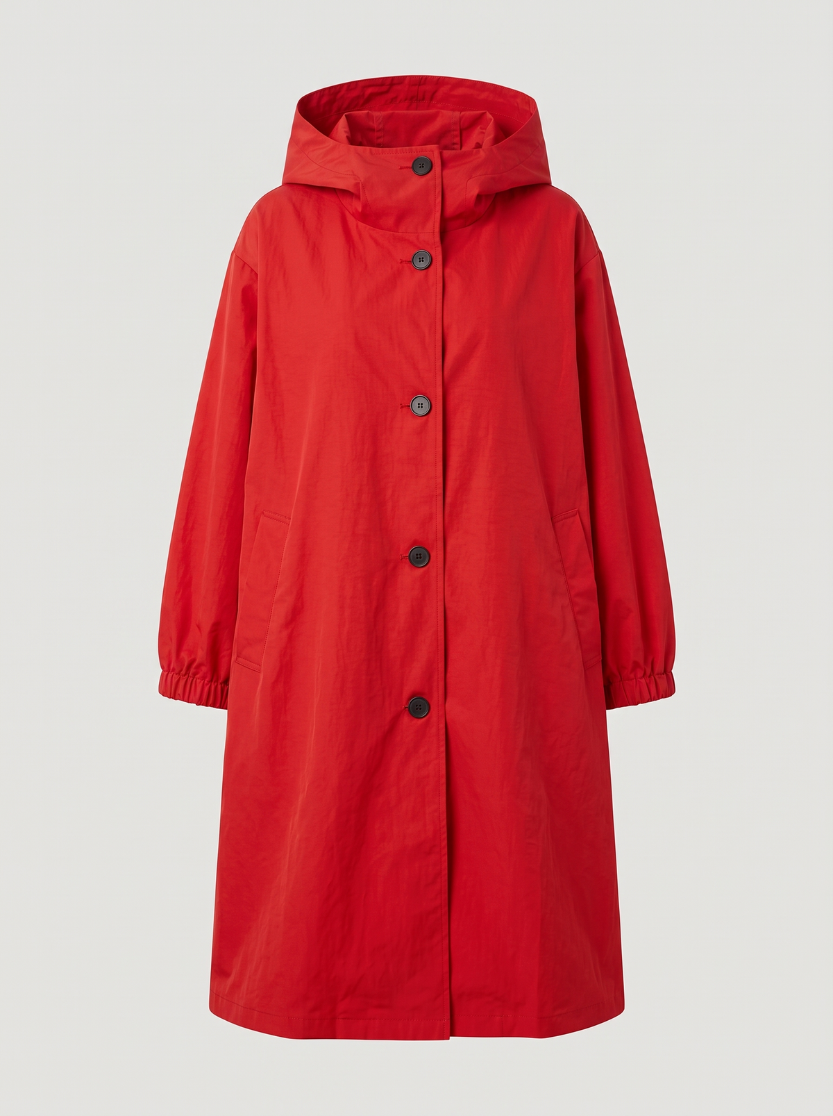 Oversized Hooded Longline Jacket – Red – product view