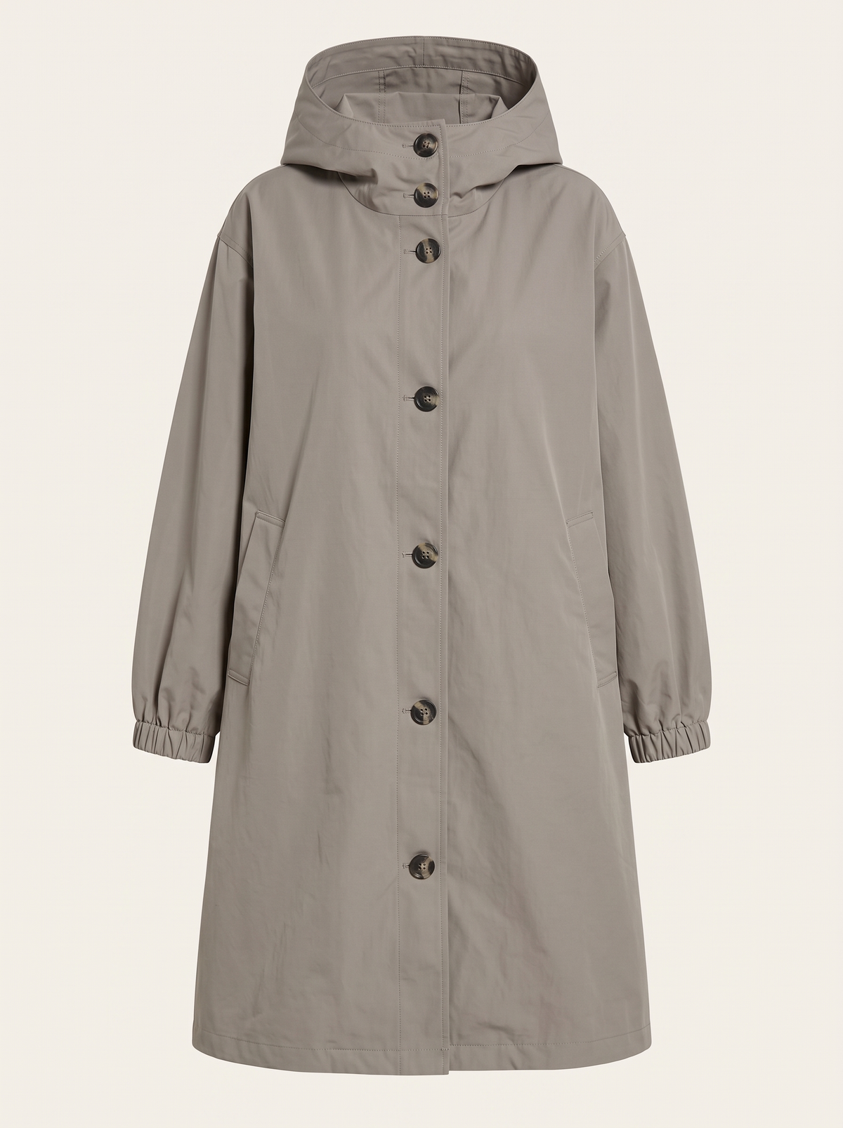 Oversized Hooded Longline Jacket – Taupe Grey – product view