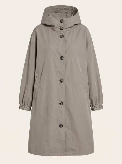 Oversized Hooded Longline Jacket – Taupe Grey – product view