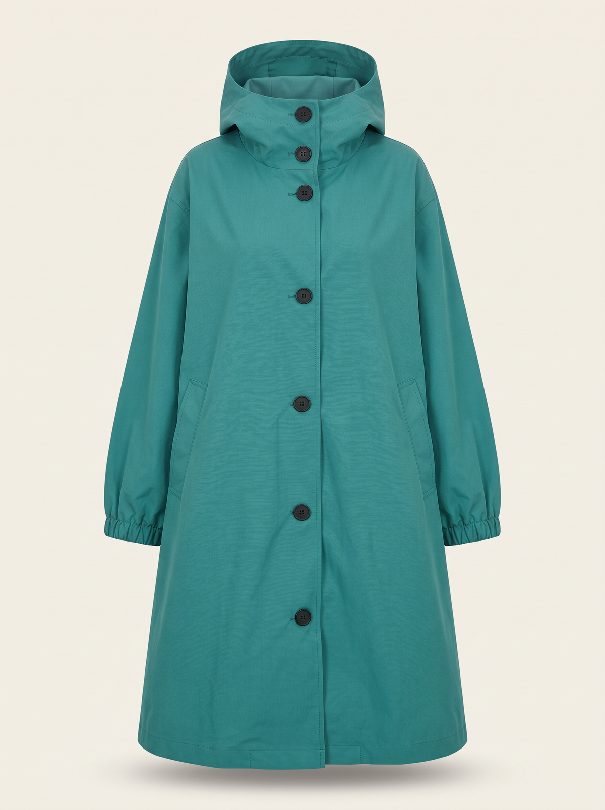 Oversized Hooded Longline Jacket – Teal – product view