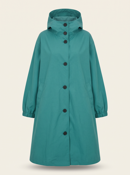 Oversized Hooded Longline Jacket – Teal – product view