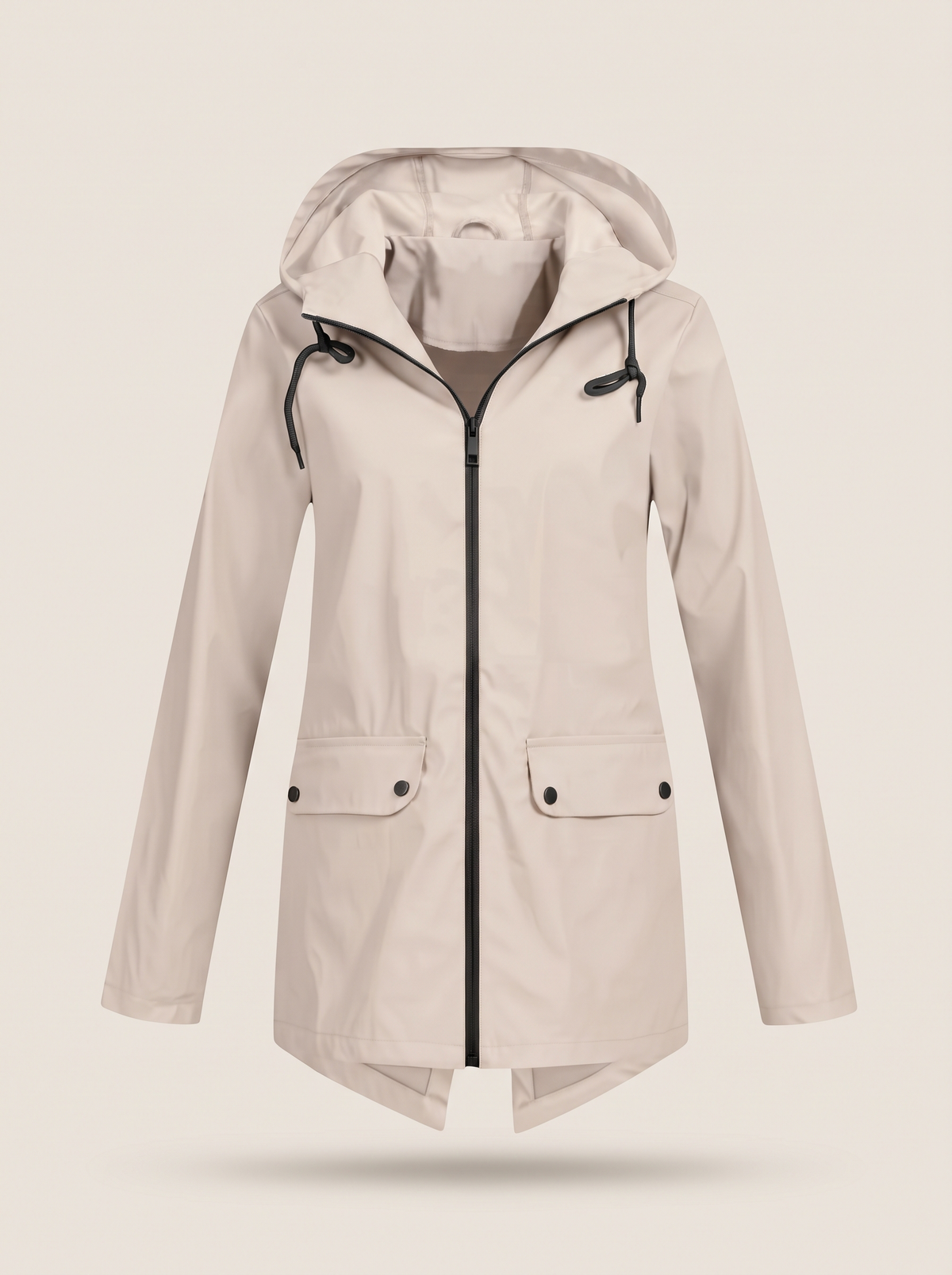 Longline Hooded Jacket – Apricot – product view