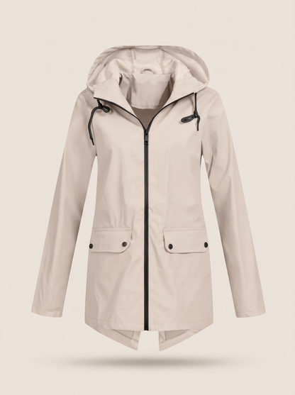 Longline Hooded Jacket – Apricot – product view