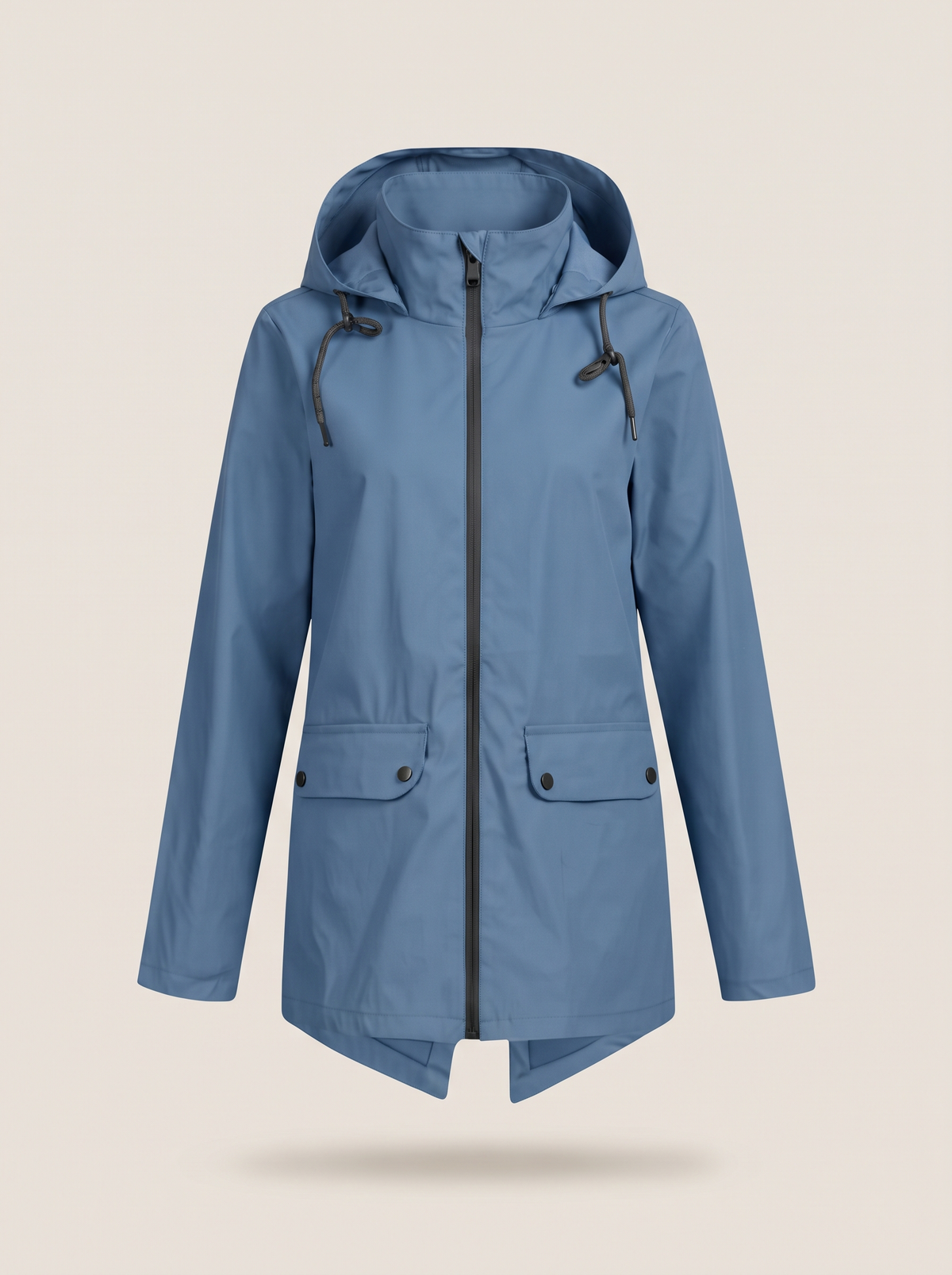 Longline Hooded Jacket – Blue – product view