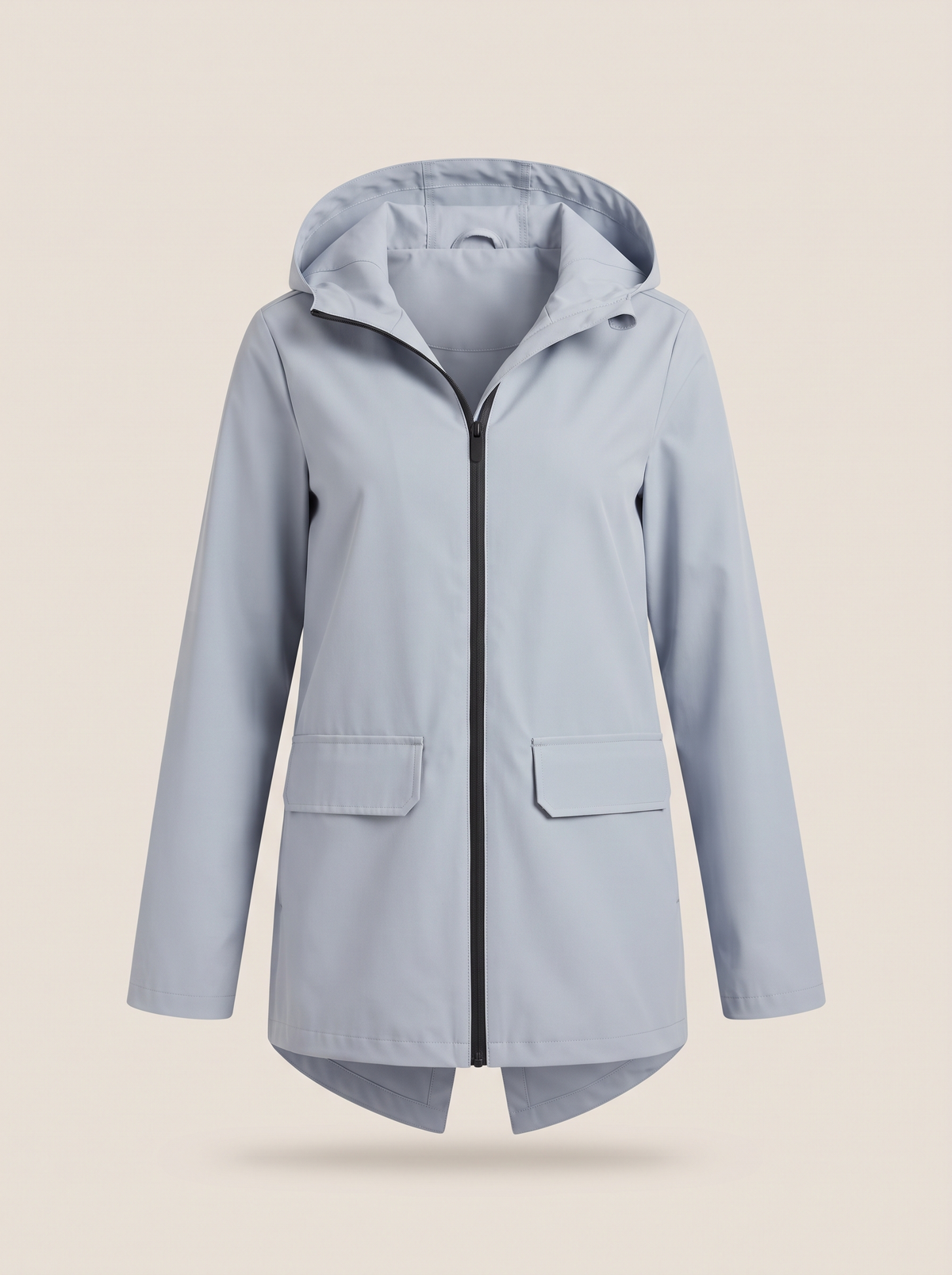 Longline Hooded Jacket – Grey – product view