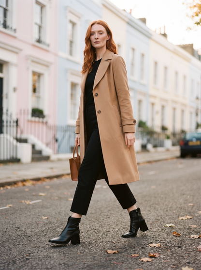 Pointed-Toe Block Heel Ankle Boots – Black – street style