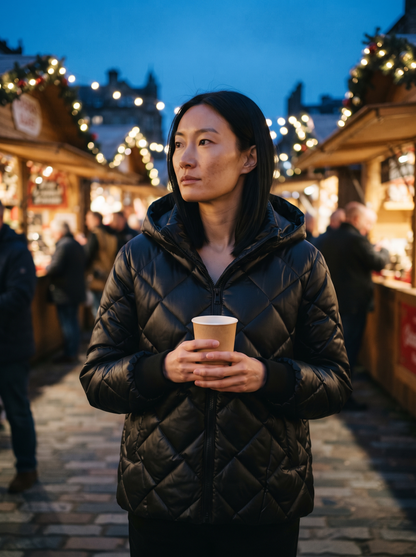 Oversized Quilted Puffer Jacket – Black – winter market