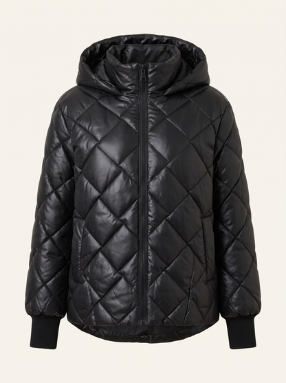 Oversized Quilted Puffer Jacket – Black – product view