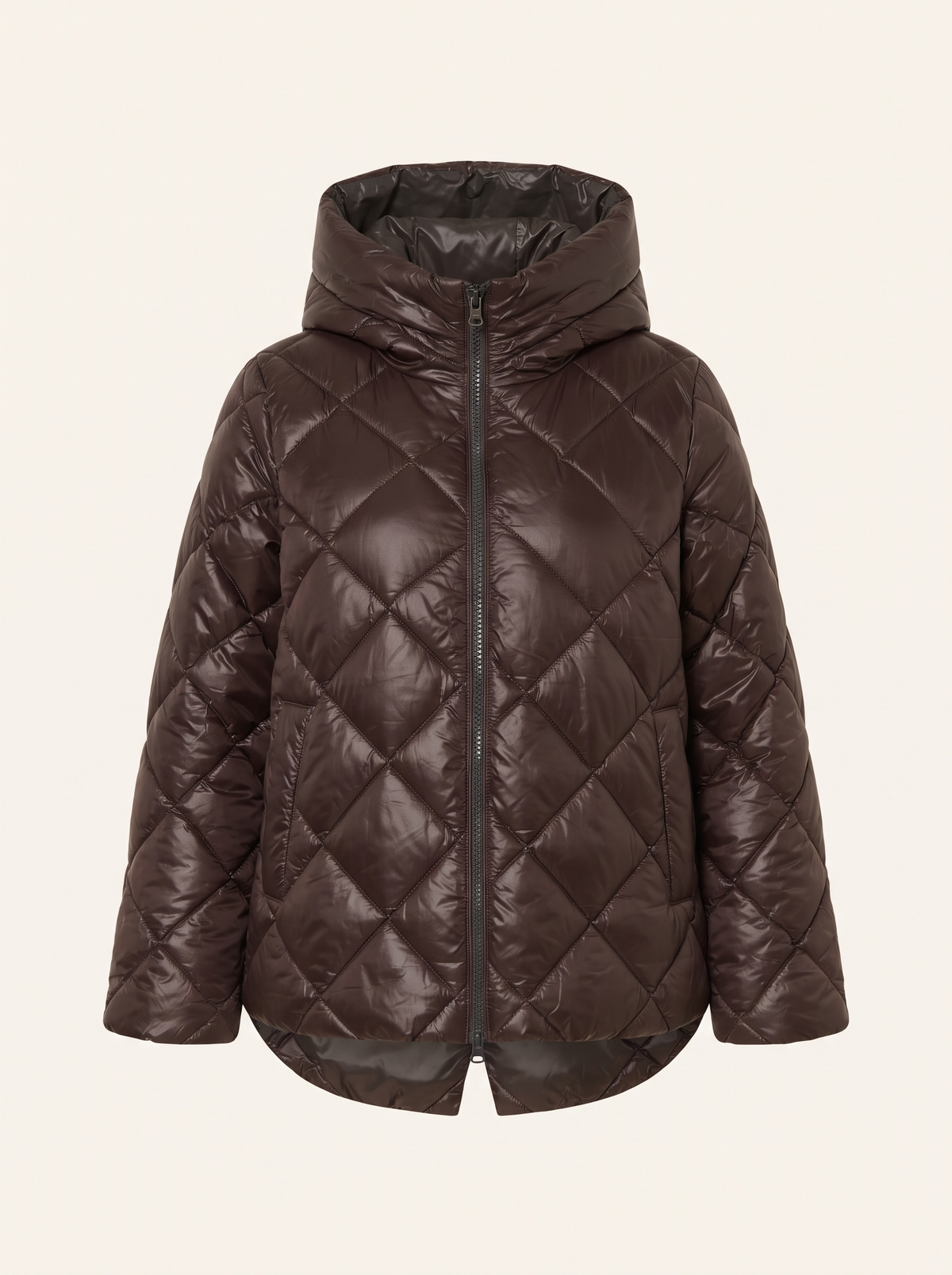 Oversized Quilted Puffer Jacket – Brown – product view