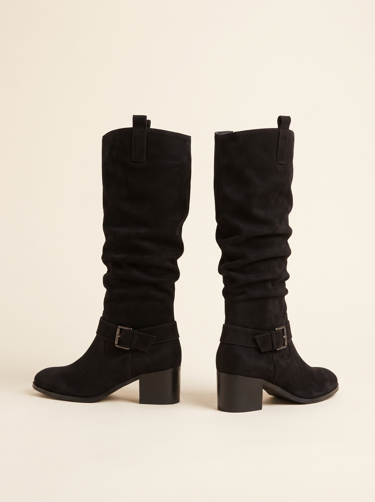 Slouchy Knee-High Boots – Black – product view
